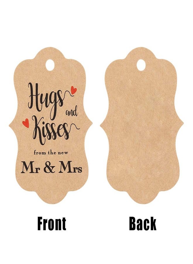 g2 بلس بطاقات هدايا من ورق كرافت من G2PLUS مع خيط، 100 قطعة، بطاقات هدايا زفاف، مقاس 2 × 2.8 بوصة، بطاقات "أحضان وقبلات من السيد والسيدة الجديدين" لحفلات الزفاف، وحفلات توديع العزوبية، وحفلات الذكرى السنوية - Image 4